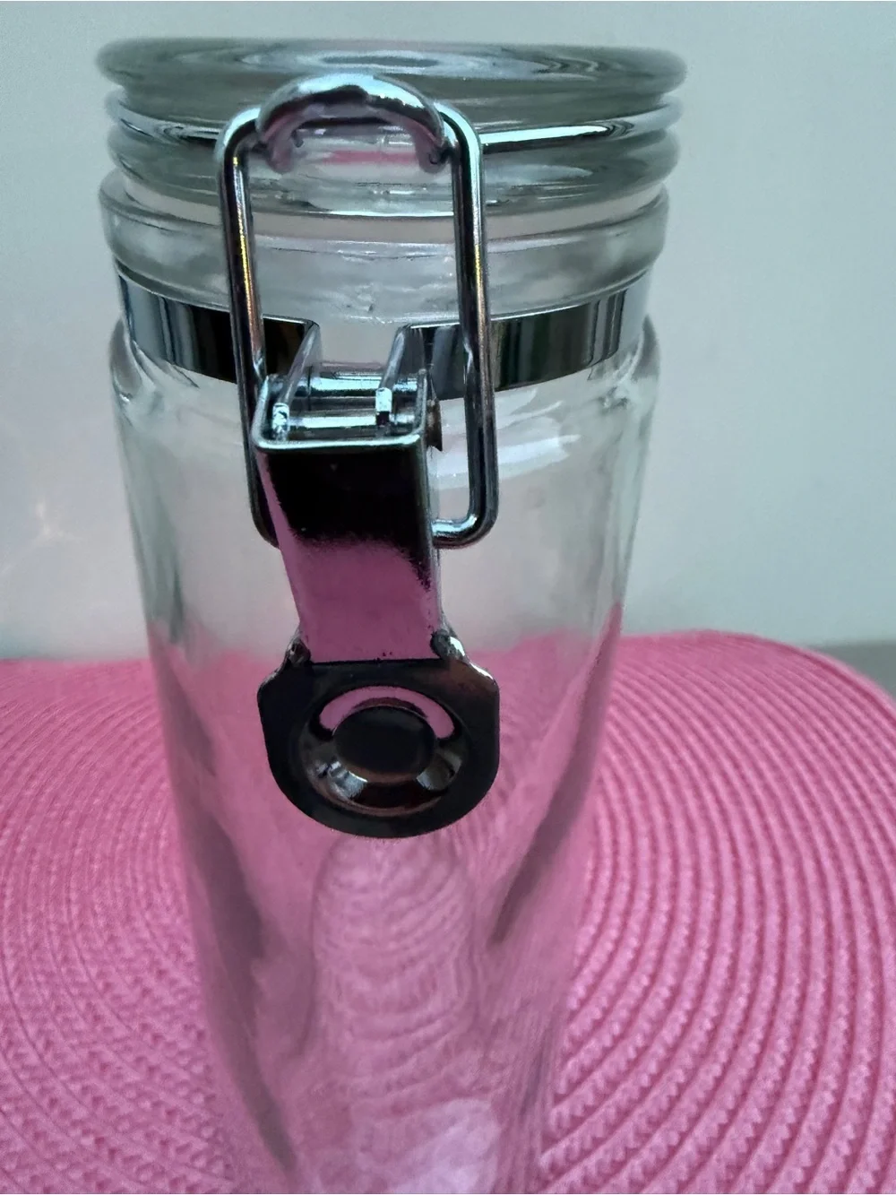 Clear Glass Airtight Storage Jar with Metal Clamp Lid Oblong Oval